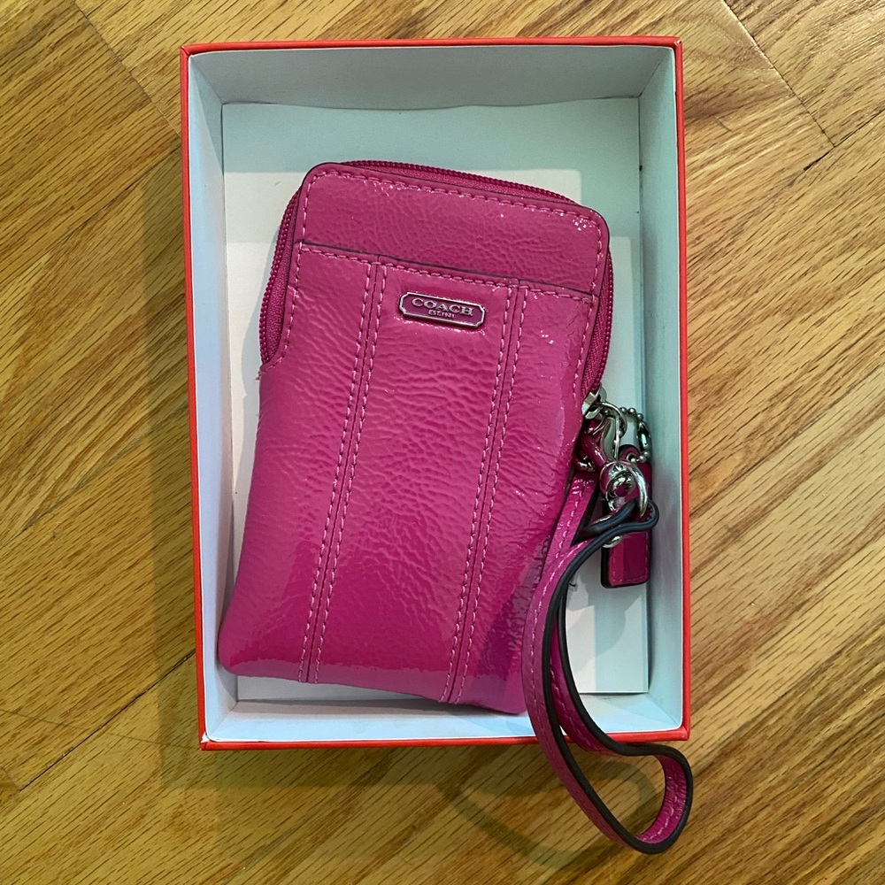 Bright Pink wallet coach wristlet